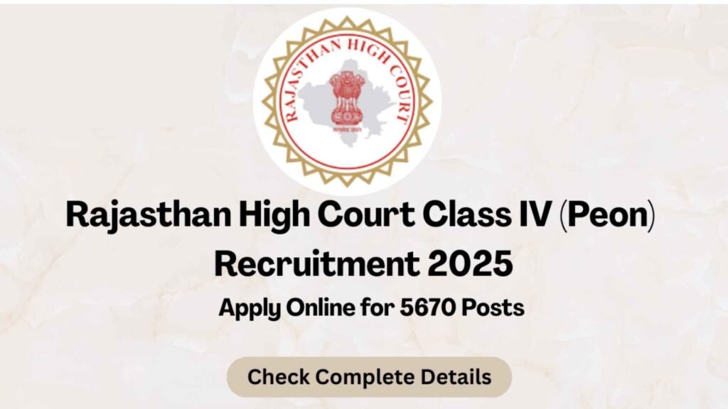  Rajasthan High Court Peon Recruitment 2025